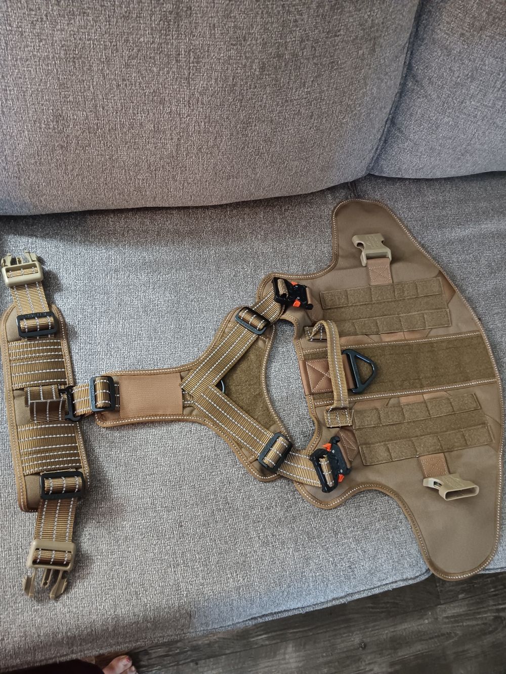 Icefang Tactical MOLLE Dog Harness in Coyote Tan Size L